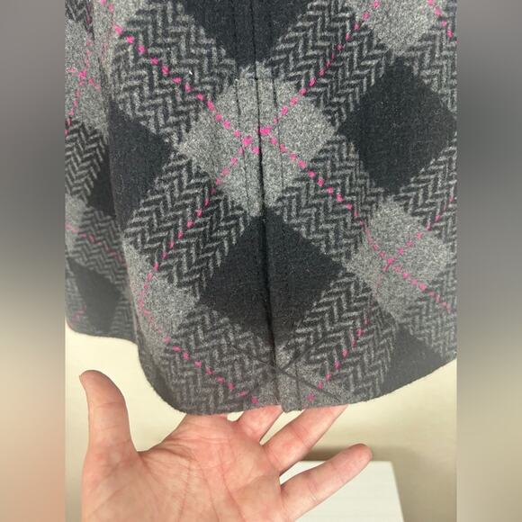 Aeropostale Wool Black, Gray and Pink Plaid Pea Coat Size Small - Picture 11 of 13